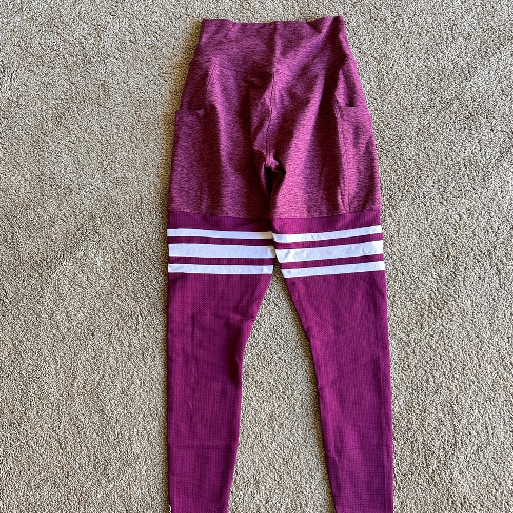 Bombshell Sportswear Perform Thigh Highs in Burgundy - Picture 3 of 12